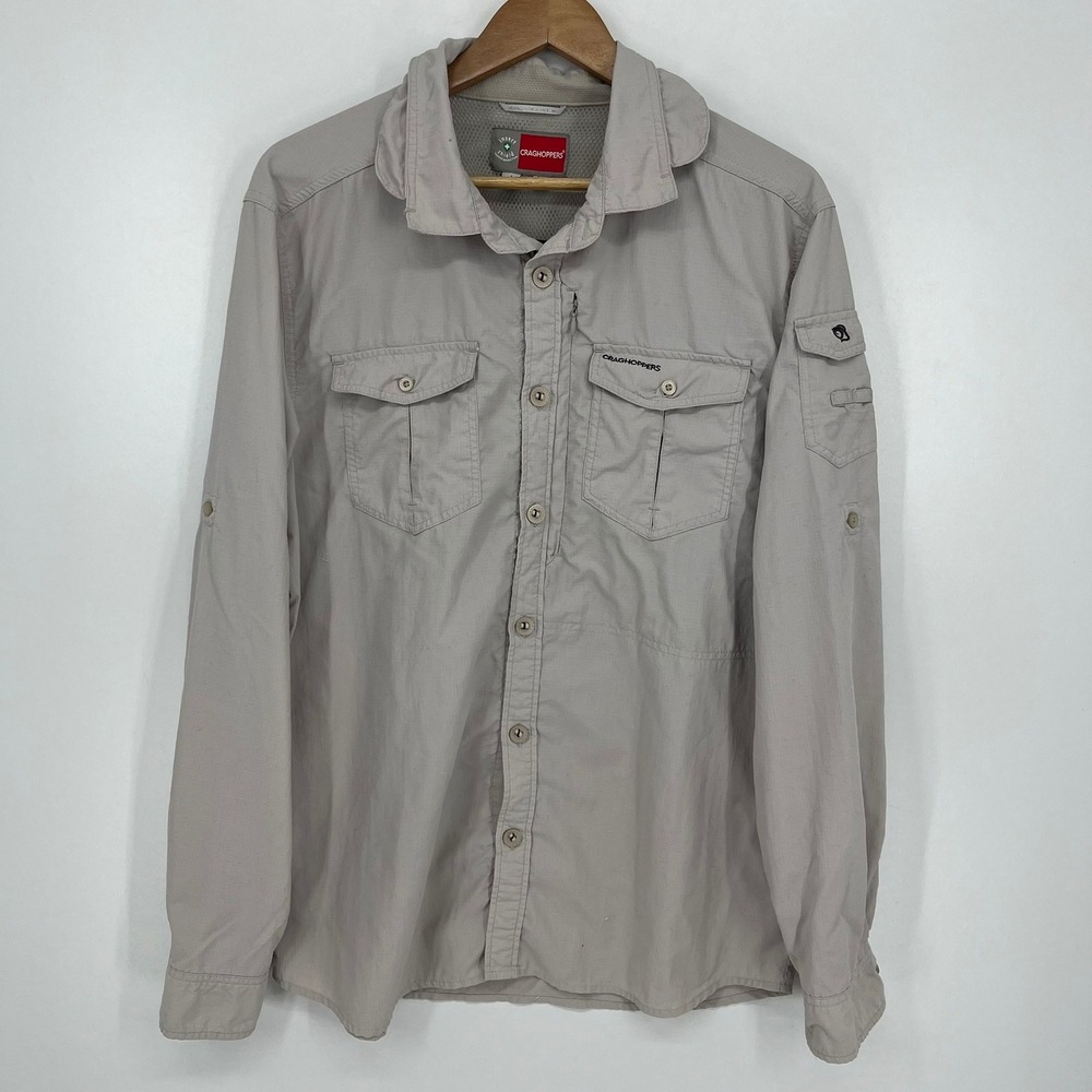 Craghoppers National Geographic Insect Shield Hiking Shirt Mens Large Tan